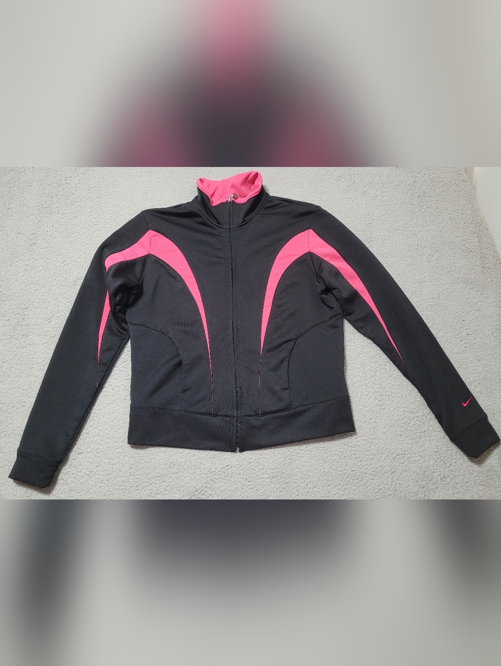 Nike Black and Pink Zip Up Jacket Large